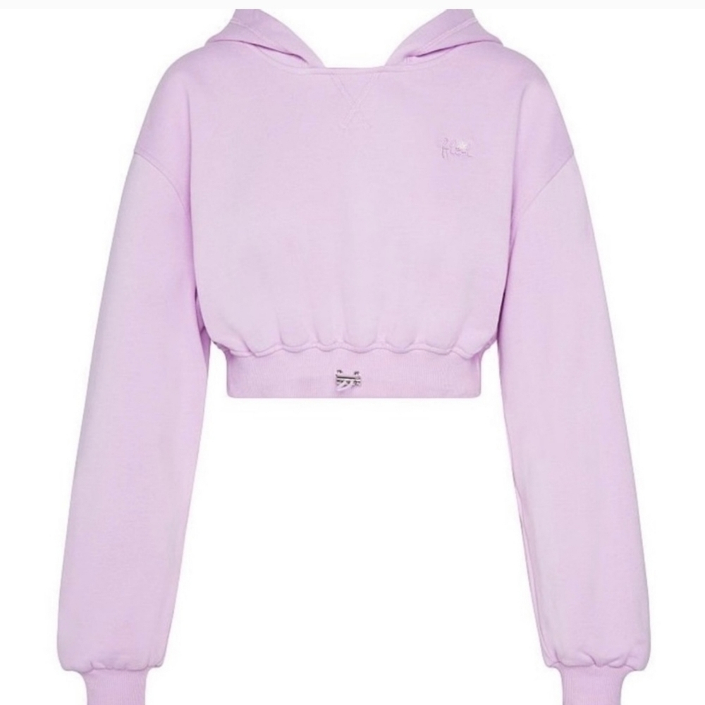 For Love & Lemons Lilac Josie Crop Lounging Adjustable Waist Hoodie Sweatshirt